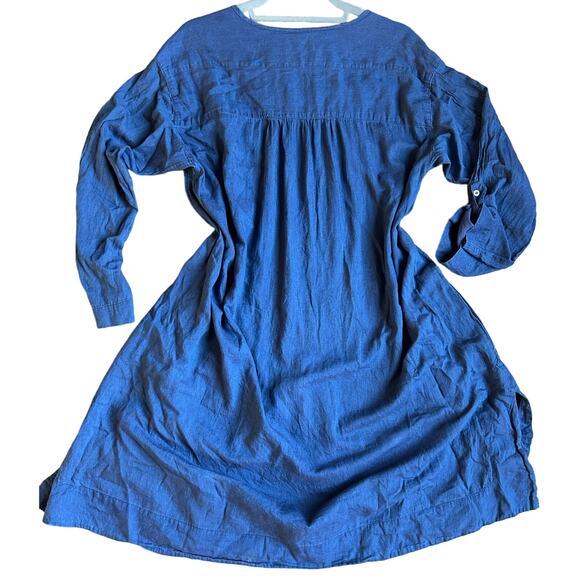 Maya Negri Button Up Shirt Dress Navy Blue 100% Cotton‎ Israeli Designer Size M - Picture 2 of 7